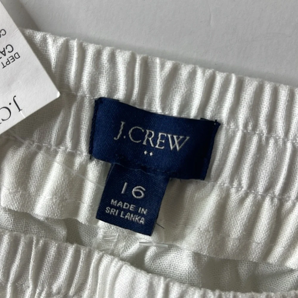 J Crew Linen Cotton Blend Drawstring Pants White 16
